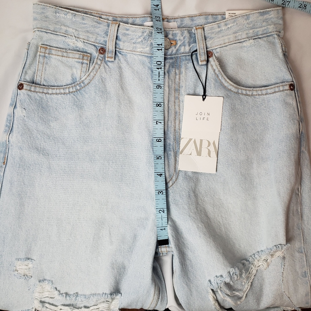 Zara Blogger Wide Legs Ripped Distressed High Rise Jeans - Picture 5 of 12
